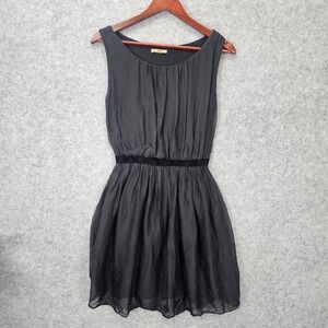 Y2K Fairy Black Mini Dress Womens Small Silk Fit Flare Cocktail‎ LBD Whimsigoth